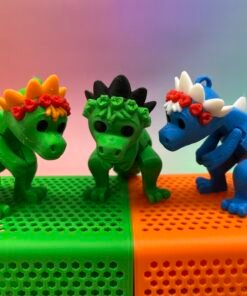 Flexi Dinosaur 3D Model – Pre-Colored STL – Keychain Version – Multi-Color Print Ready