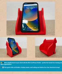Mini Cat Phone Holder, Cute Display Stand for Phone, Trading Cards, Business Cards & Sports Card Storage
